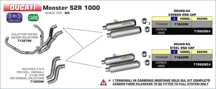 COLLECTEUR ET SILENCIEUX RACING ARROW DUCATI S2R1000