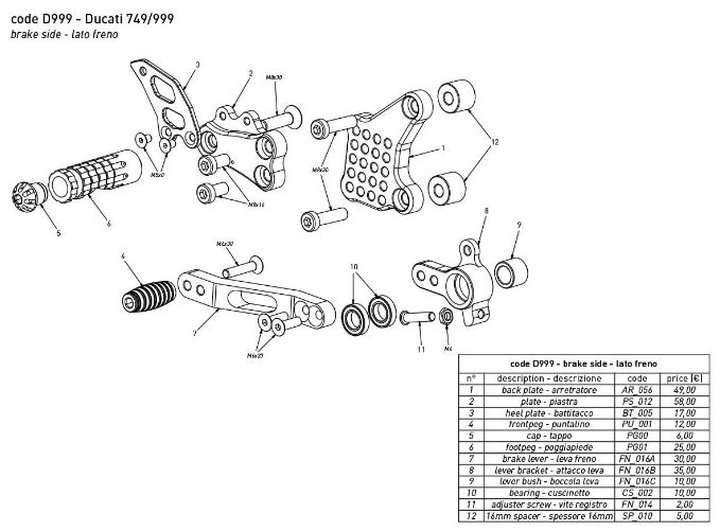 COMMANDES RECULÉES BONAMICI DUCATI 749 / 999