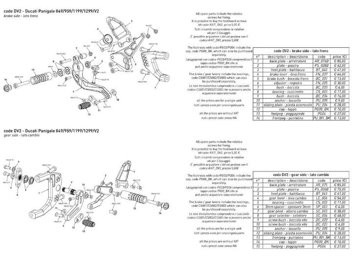 COMMANDES RECULÉES BONAMICI POUR DUCATI 899 / 959 / 1199 / 1299 PANIGALE 