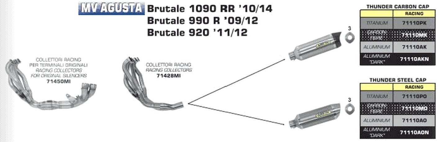 LIGNE COMPLETE ARROW MV-AGUSTA BRUTALE 920 / 990 R / 1090 RR