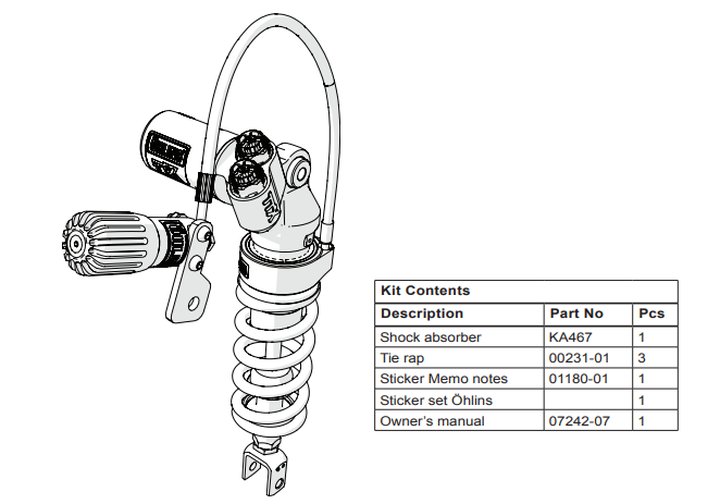 AMORTISSEUR ARRIÈRE OHLINS TTX-GP ZX6R 2009-2016 / ZX636 2013-2025 (KA467)