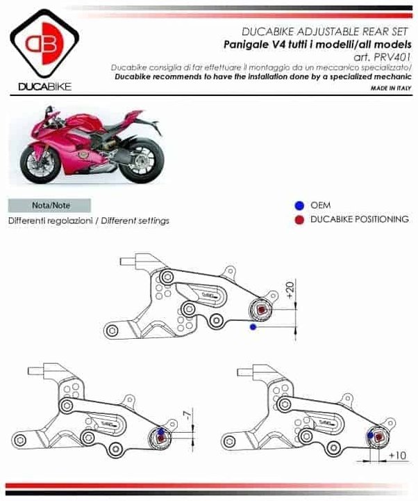 COMMANDES RECULÉES DUCABIKE PANIGALE V4 / V4R (PRV401)