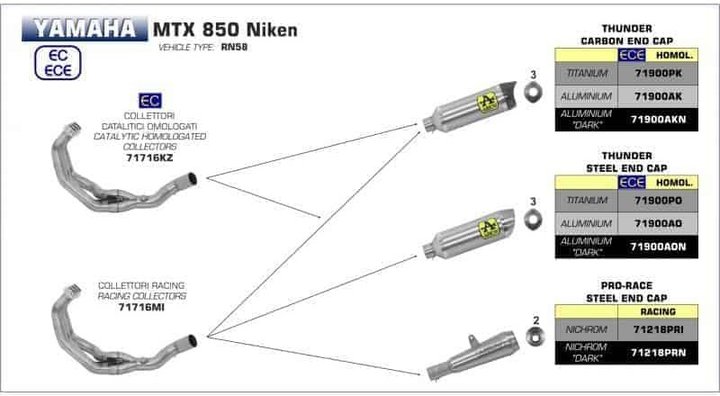 Ligne compléte arrow pour yamaha MT09 2013-2019 et MT09 Tracer 2015-2019