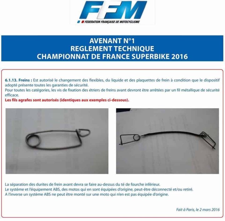 Épingle de Sécurité de Freinage - HOMOLOGUÉE FFM