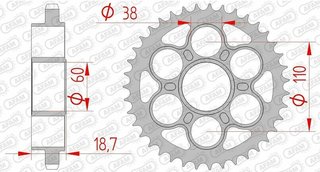 COURONNE ARRIERE AFAM 525 EN ACIER POUR PANIGALE 1199