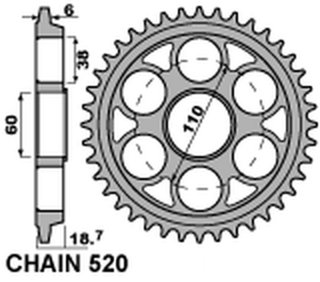Couronne arrière 520 Alu Ducati PANIGALE V2