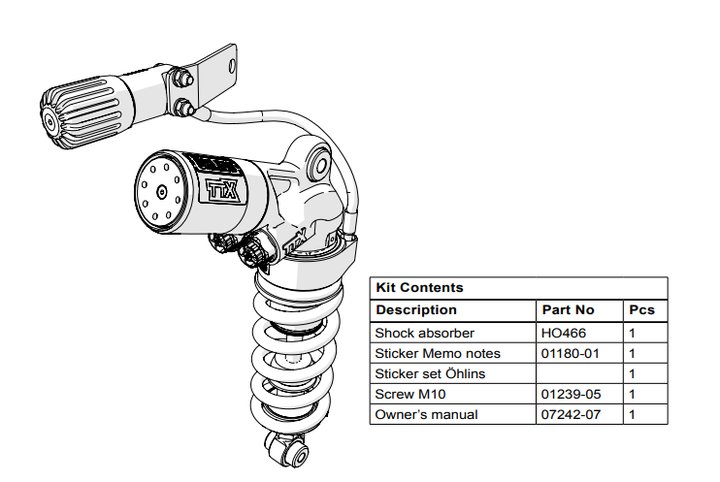AMORTISSEUR ARRIÈRE OHLINS TTX-GP CBR 1000 RR 08-16 (HO466)