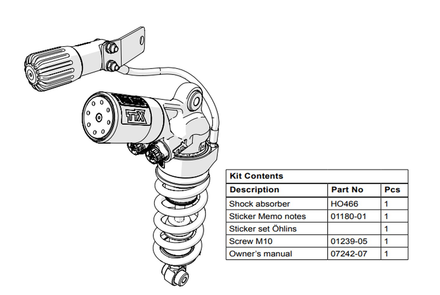 AMORTISSEUR ARRIÈRE OHLINS TTX-GP CBR 1000 RR 08-16 (HO466)