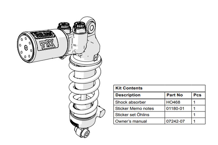 AMORTISSEUR ARRIÈRE OHLINS TTX-GP CBR 1000 RR 17-19 (HO468)