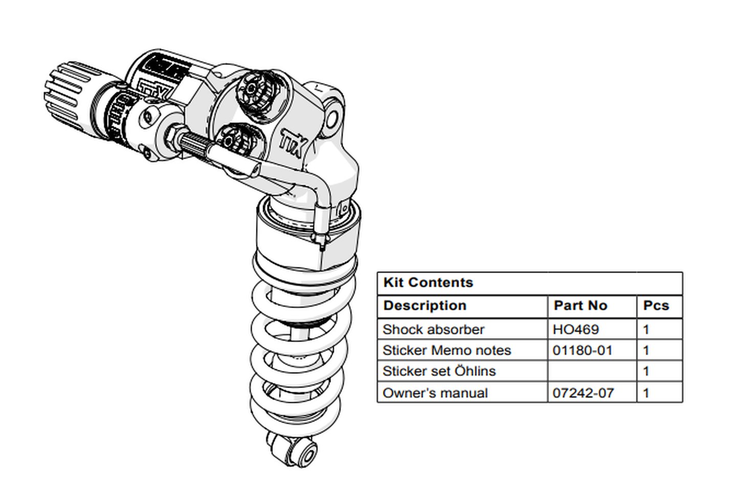 AMORTISSEUR ARRIÈRE OHLINS TTX-GP CBR 600 RR 07-22 (HO469)