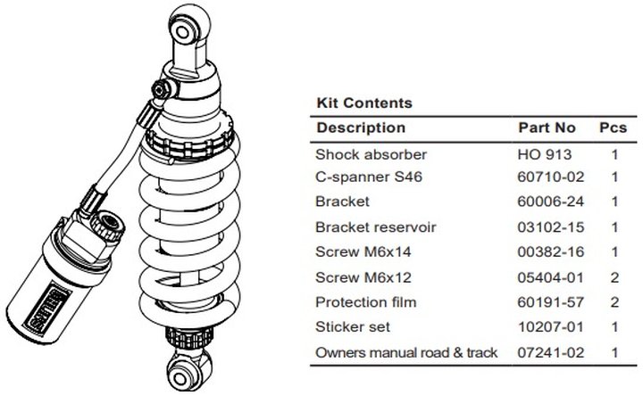 AMORTISSEUR OHLINS S46HR1C1 HONDA CB 650 R / CBR 650 R 2019-2023 (HO913)