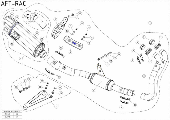 Kit réparation de silencieux carbone Akrapovic RS 660 2020-2023 (P-RKS689APL280)
