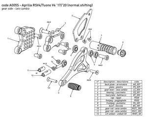 PLATINE GAUCHE COMPLETE NON INVERSE BONAMICI POUR RSV4 A005S