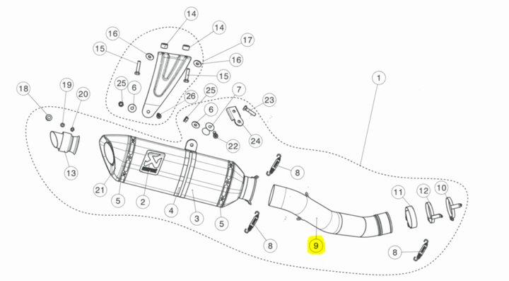 Raccord intermédiaire Akrapovic en titane APRILIA RSV4 17-20, TUONO V4 17-20 (L-A10SO10)