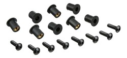 Lot de 6 vis alu M5 + inserts caoutchouc + rondelles- kit fixation pour bulle ou carénage