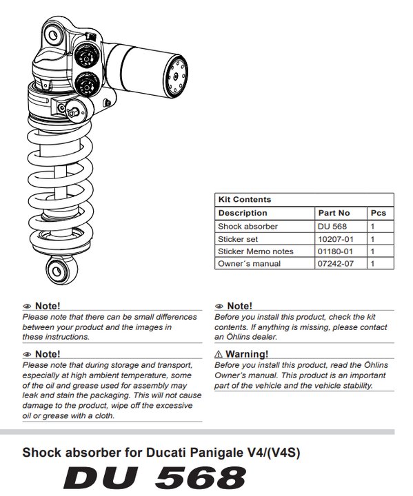 AMORTISSEUR OHLINS TTX-GP PANIGALE V4 2025 (DU568)