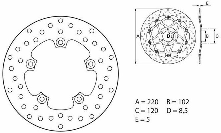DISQUE DE FREIN ARRIERE BREMBO ORO APRILIA RS660 2020-2025 (68B407G6)