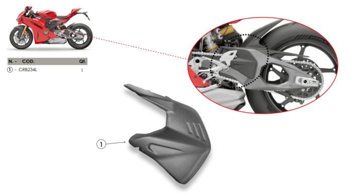 PROTECTION DE BRAS OSCILLANT DUCABIKE CARBONE BRILLANT PANIGALE V4 2025-2026 (CRB234L)