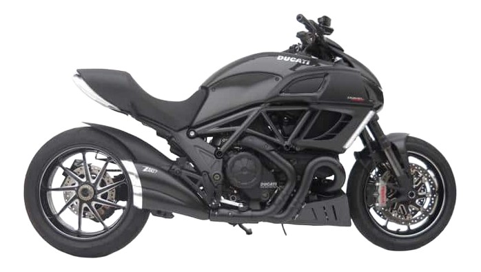 Silencieux Zard Inox Noir/ Embout Alu  Ducati Diavel