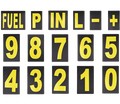 37 chiffres et symboles JAUNES FLUO pour tableau de panneautage / pit board Biketek