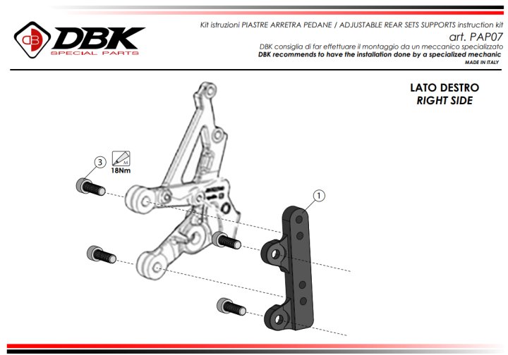 Platines de déport pour repose pied d'origine Aprilia RSV4 2017-2026 (PAC07D)