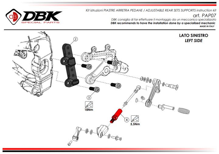 Platines de déport pour repose pied d'origine Aprilia RSV4 2017-2026 (PAC07D)