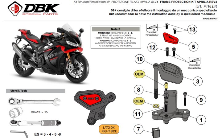 Kit de protections de cadre Ducabike APRILIA RSV4 2025-2026