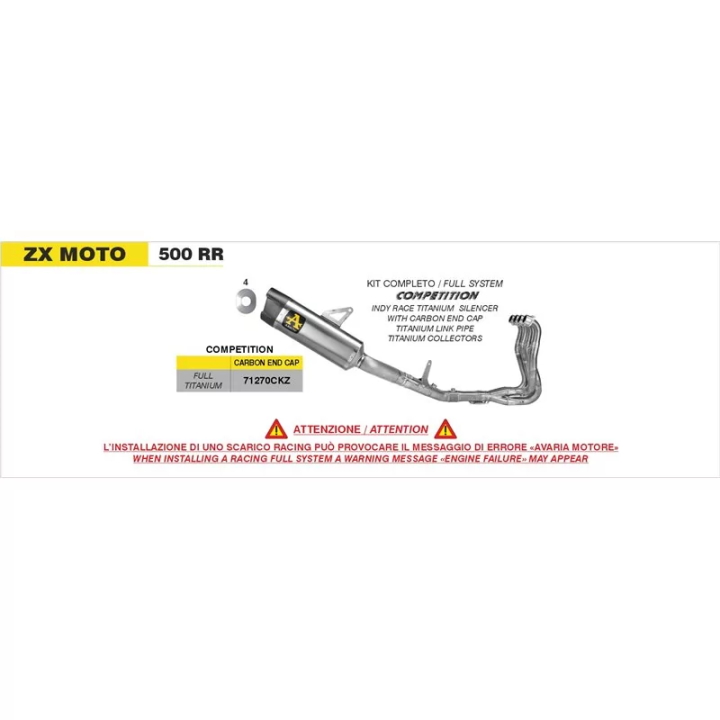 Ligne complète racing titane Arrow  ZX MOTO 500RR 2026-2027 ( 71270CKZ)