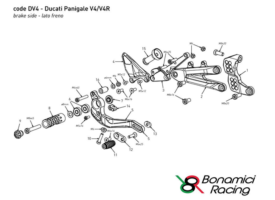 Plaque BONAMICI pour commandes reculées DV4 de PANIGALE V4 (AR_130)