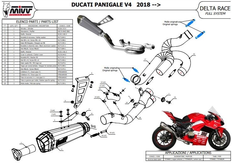 Ligne MIVV titane DELTA RACE EVO pour DUCATI PANIGALE V4 2018>2023 (R.DU.0003.SDRT)