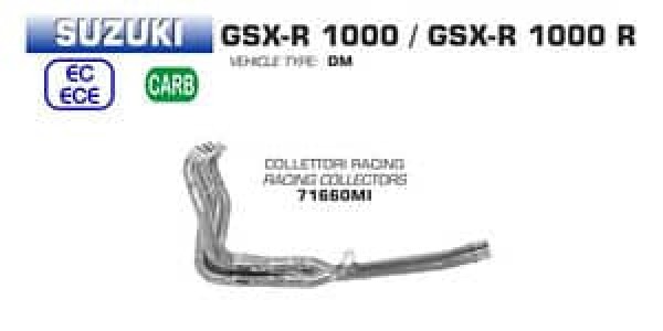 COLLECTEUR RACING ARROW POUR GSX-R 1000 / 1000 R 2017-2019 (71660MI)