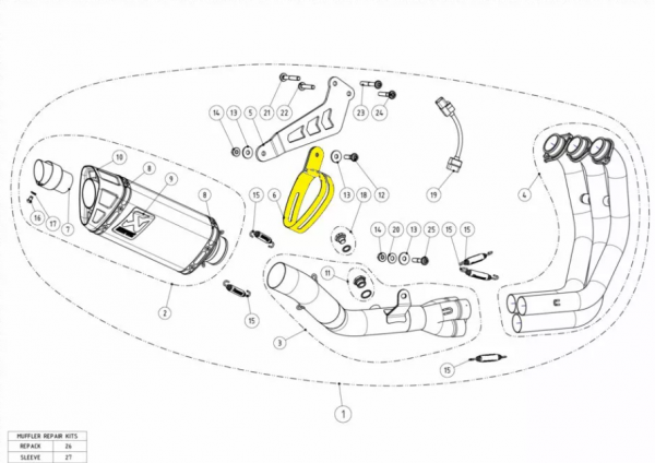 Collier d'echappement en carbone pour silencieux Akrapovic (P-MCCAP15)
