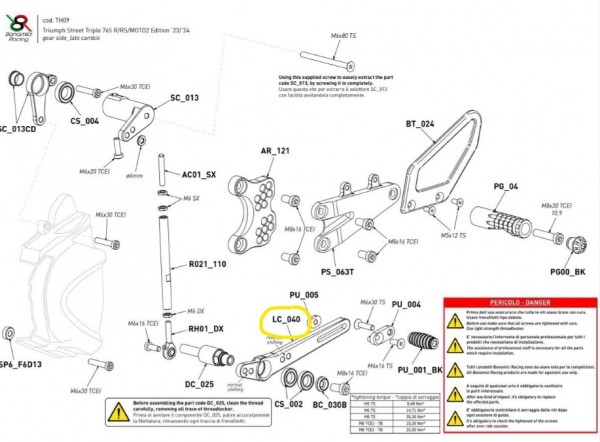 SELECTEUR DE VITESSE DE REMPLACEMENT POUR REPOSE-PIEDS BONAMICI TH06 / TH09  (LC_040)