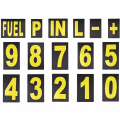 37 chiffres et symboles JAUNES FLUO pour tableau de panneautage / pit board Biketek
